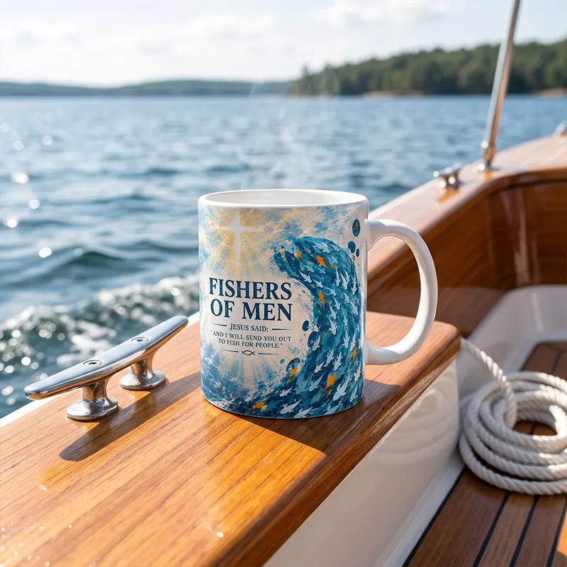 Fishers of Men Christian Faith Bible Quote Ceramic Mug