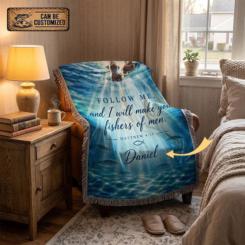 Personalized Fishers of Men Christian Fishing Tassels Blanket