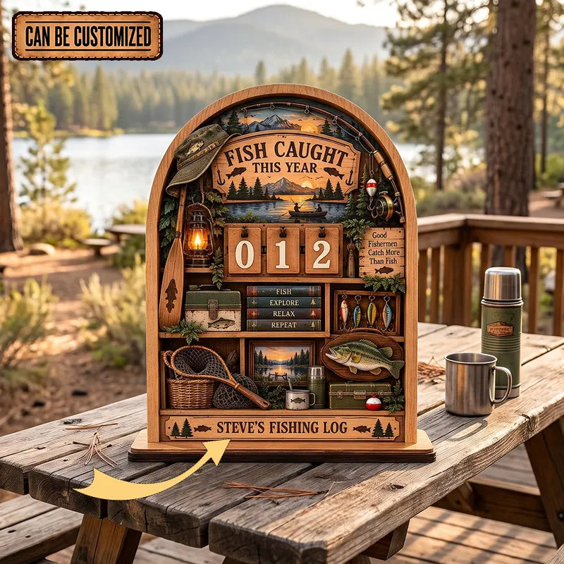 Personalized Fishing Catch Wooden Tracker