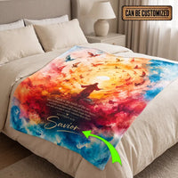 Personalized Matthew 6:26 Christian Birds Watercolor Fleece Blanket