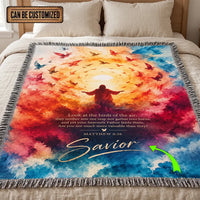 Matthew 6:26 Christian Birds Watercolor Tassels Blanket
