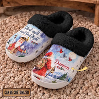 Personalized Silent Night Sweet Bird Flight Christmas Fur Slippers