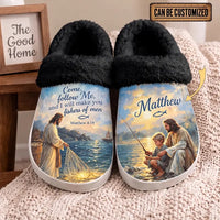 Personalized Christian Jesus Fishing Fur Slippers