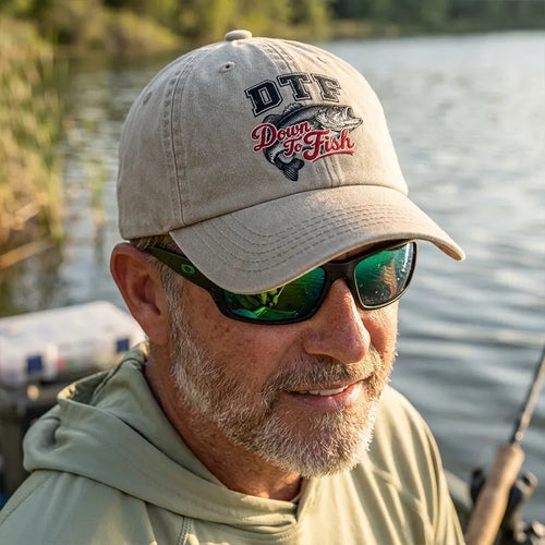 Down To Fish DTF Bass Fishing Embroidered Cap