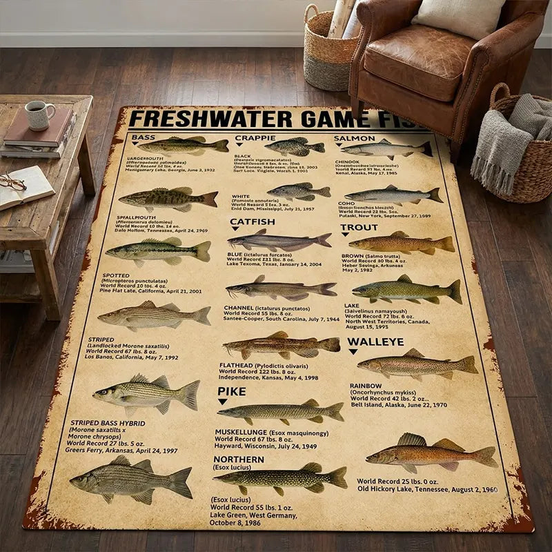 Freshwater Game Fish Identification Rug