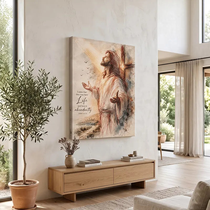 Jesus John 10:10 Abundant Life Christian Canvas Print