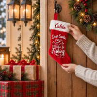 Personalized Dear Santa I’d Rather Be Fishing Christmas Stocking