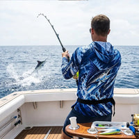 Fathom Thread Performance Fishing Marlin Hooded Long Sleeve Shirt