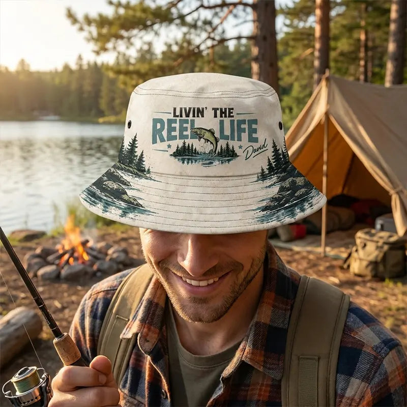 Livin' The Reel Life Personalized Fishing Bucket Hat