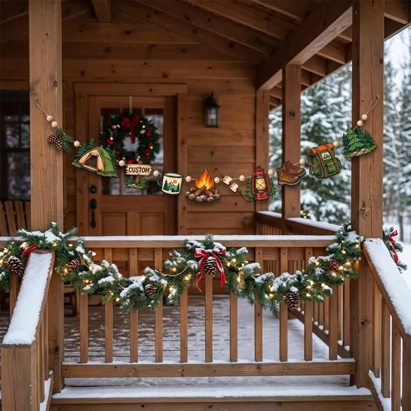 Personalized Camping Adventure Rustic Outdoor Wooden Garland
