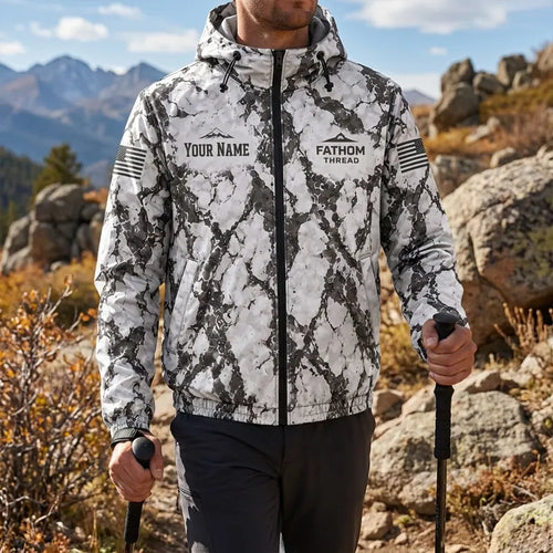 Personalized Fathom Thread Hunt the Cold Snow Camo Windbreaker Jacket