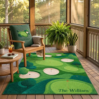 Personalized Aerial Golf Course Greenery Rug
