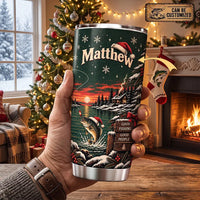 Fish More Merry Days Christmas Fishing 20oz Stainless Steel Tumbler