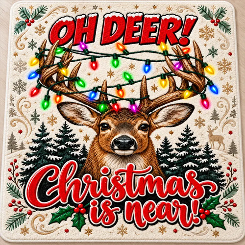 Oh Deer Christmas Is Near Reindeer Christmas Area Rug