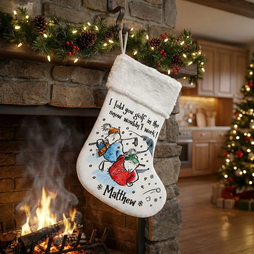 Personalized Golf in the Snow Christmas Stocking