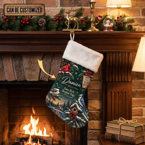 Personalized Winter Birds Christmas Stocking