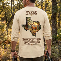 Personalized Texas Big Buck Hunting Long Sleeve Shirt
