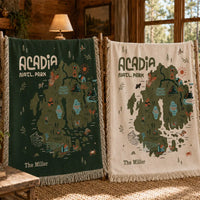 Personalized Acadia National Park Map Tassels Blanket