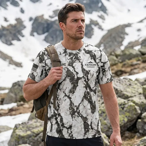 Personalized Fathom Thread Hunt the Cold Snow Camo T-Shirt