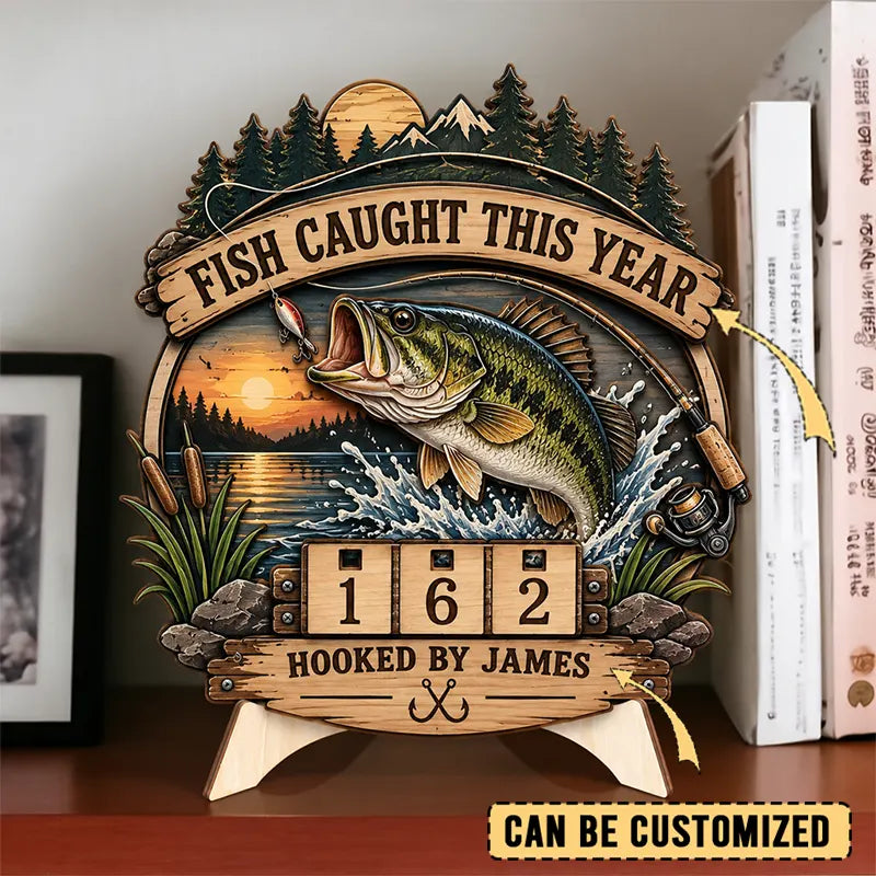 Custom Fish Caught This Year Personalized Wooden Trackers