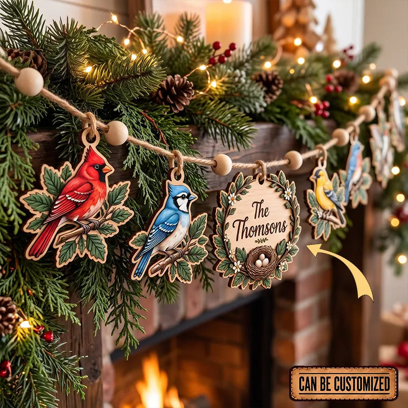 Personalized Family Bird Wooden Garland