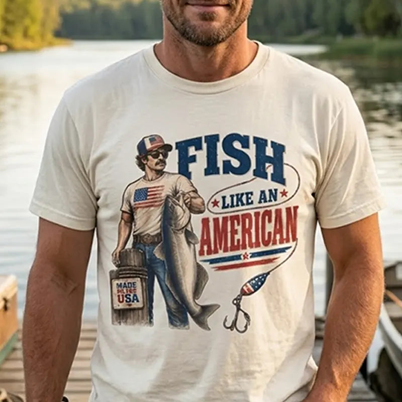 Fish Like An American Vintage Fishing Americana T-Shirt