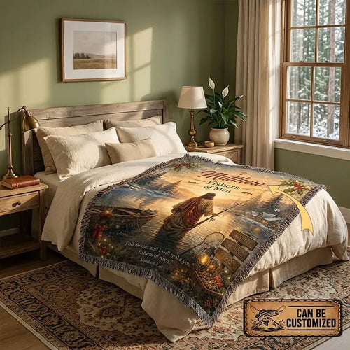 Personalized Jesus Fishers of Men Fishing Tassels Blanket