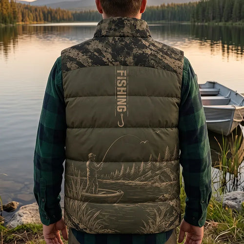 Personalized Fishing Camouflage Quilted Puffer Vest