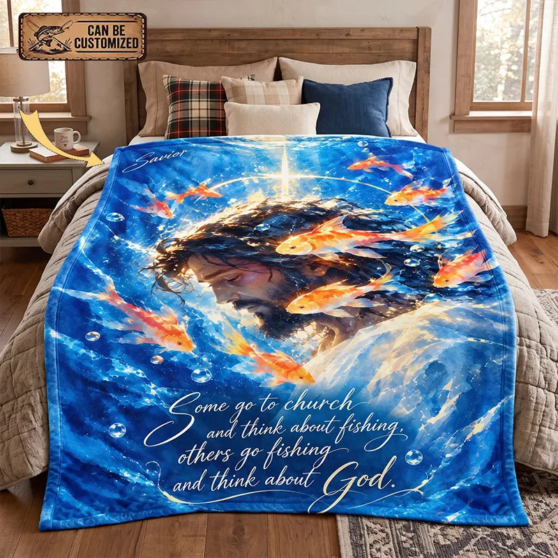 Savior Jesus Fishing Faith Fleece Blanket