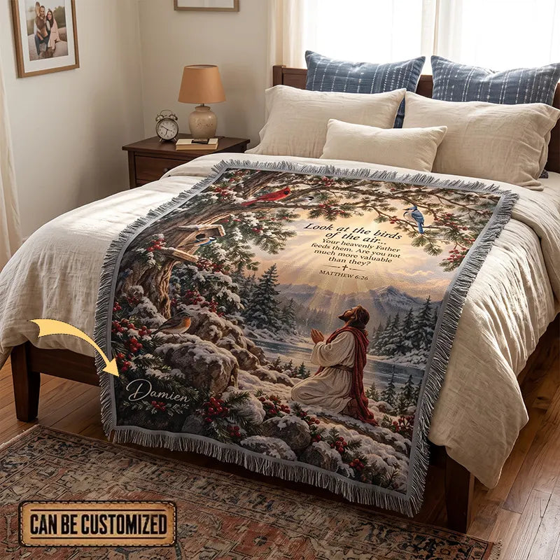 Look At The Birds Of The Air Christian Christmas Birds Tassels Blanket