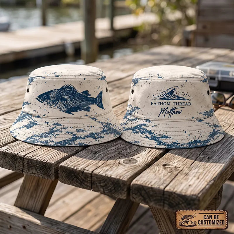 Personalized Fishing Fathom Thread Ocean Wave Bucket Hat