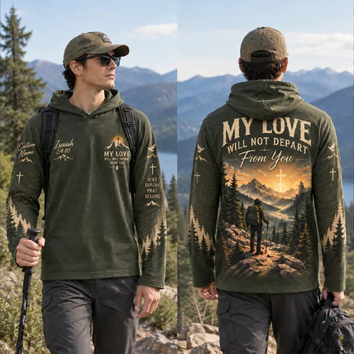 Christian Faith Mountain Landscape Hooded Long Sleeve Shirt