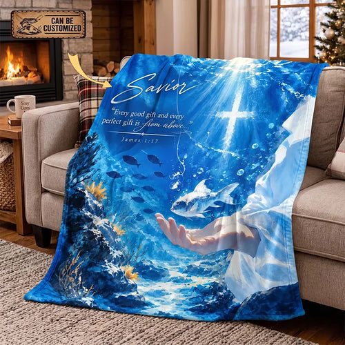 Savior James 1:17 Christian Ocean Fleece Blanket