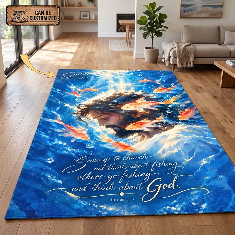 Christian Fishing Jesus Personalized James 1:17 Rug