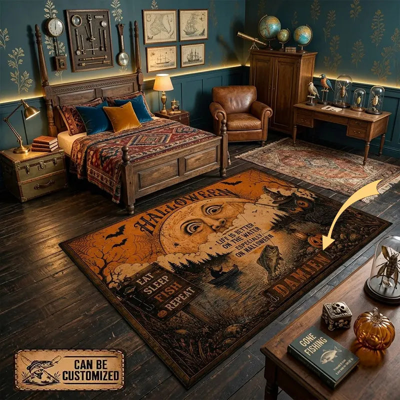 Personalized Halloween Fishing Life Is Better On The Water Rug