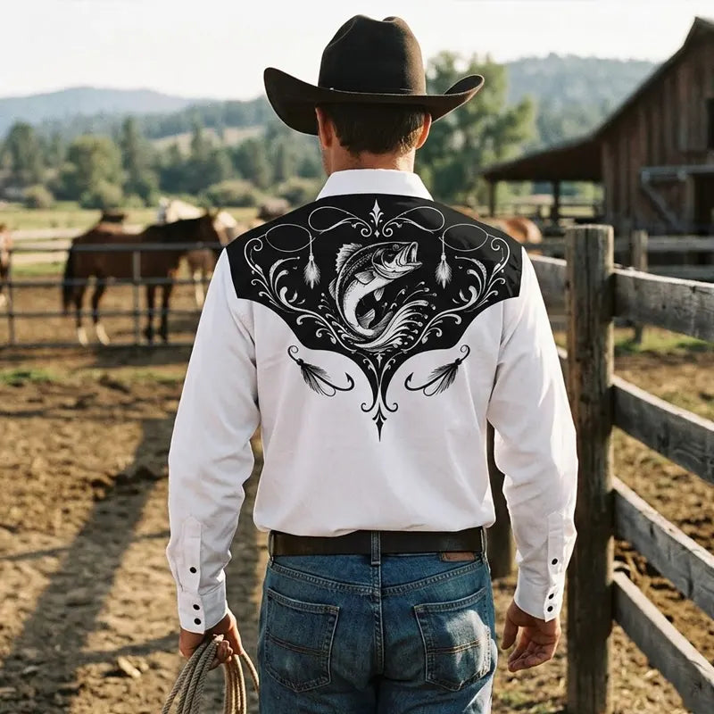 Personalized Western Bass Fishing Cowboy Western Shirt
