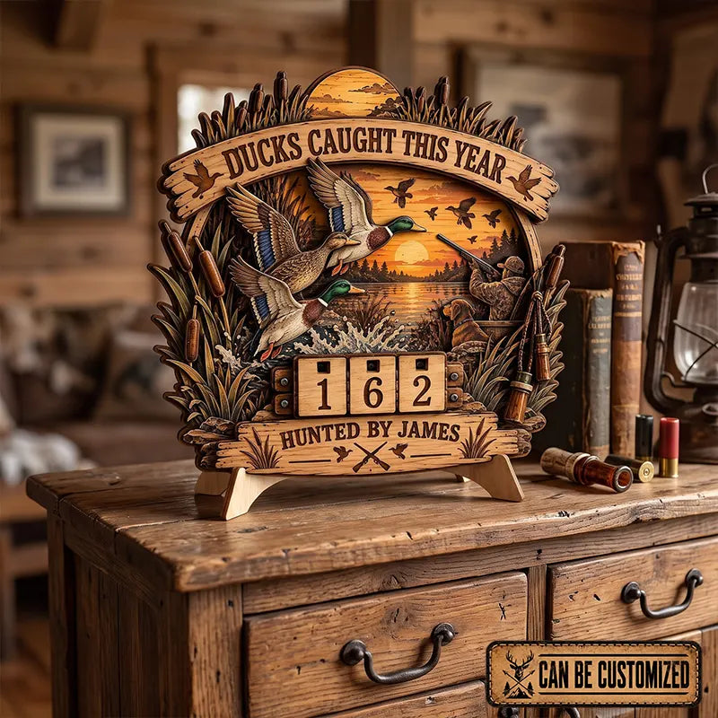Personalized Duck Hunting Wooden Tracker