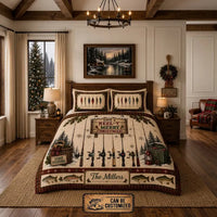 Have A Reel-Y Merry Christmas Fishing Quilt Bedding Set