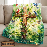 Savior Christian Cross Birds Faith Fleece Blanket