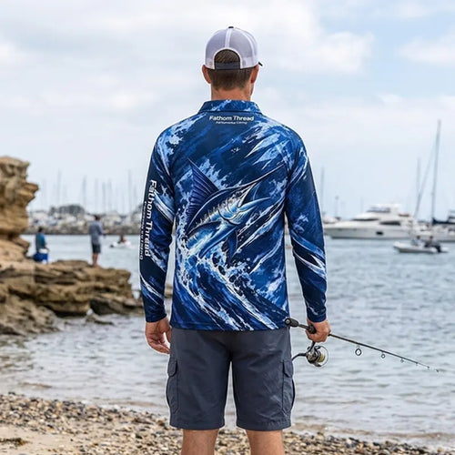 Fathom Thread Performance Fishing Marlin Polo Long Sleeve Shirt