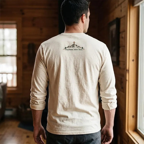 Following God's Trail Christian Mountain Long Sleeve Shirt
