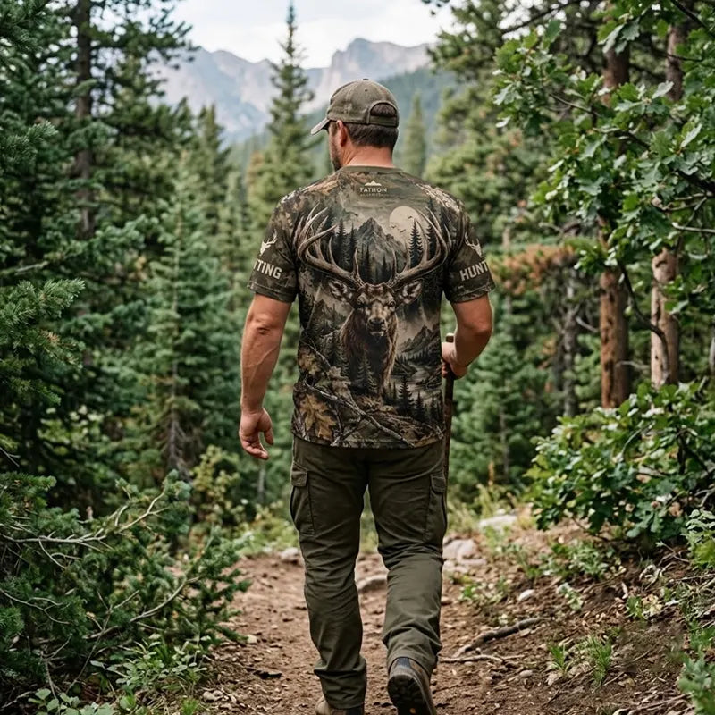 Real Tree Camo Elk Hunting Graphic T-Shirt