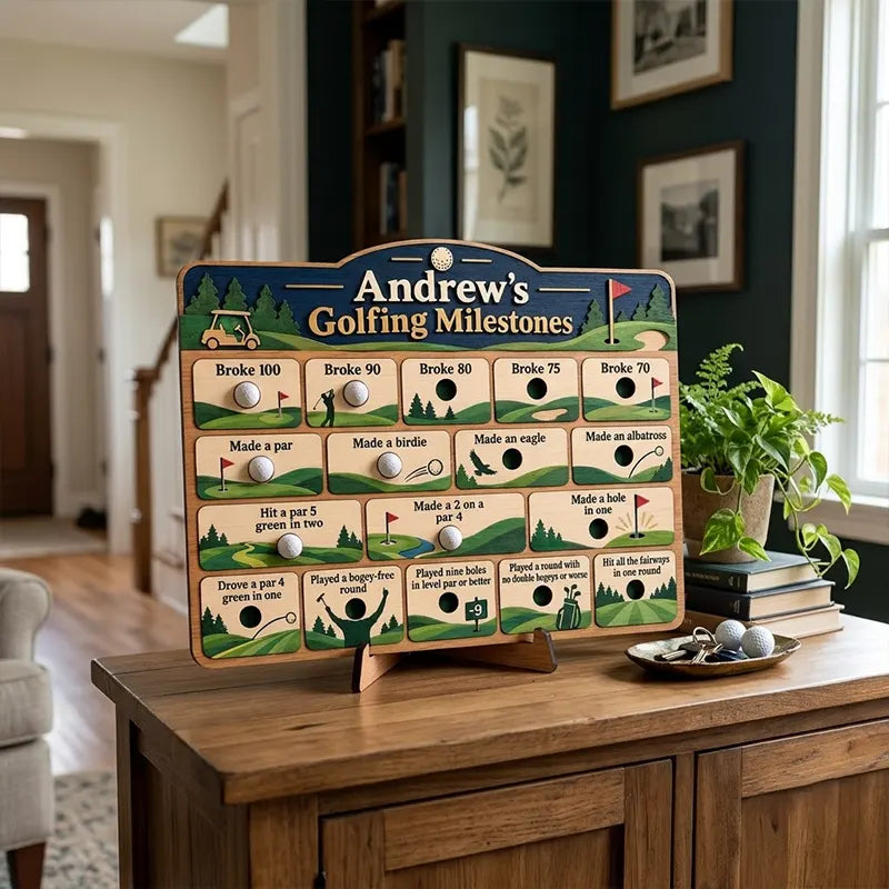 Custom Golfing Milestones Personalized Wooden Trackers