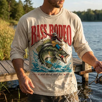 Bass Rodeo Cowboy Fishing Vintage Long Sleeve Shirt