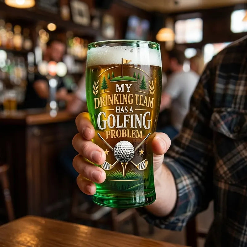 Funny Golfing My Drinking Team Has A Golfing Problem Drinking Glass