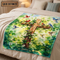 Savior Christian Cross Birds Faith Fleece Blanket