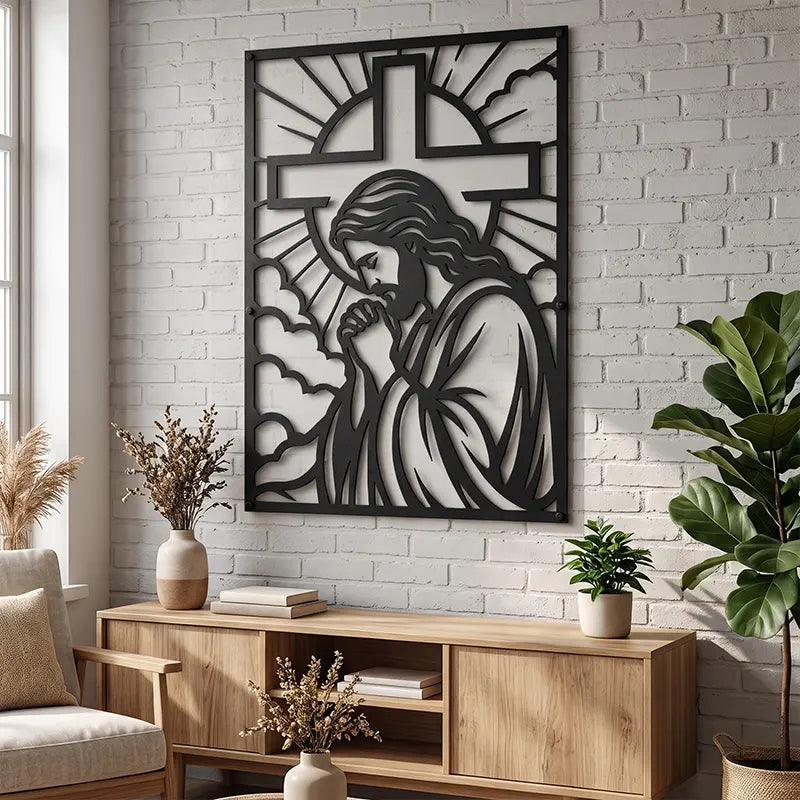 Praying Jesus Cross Wall Art LED