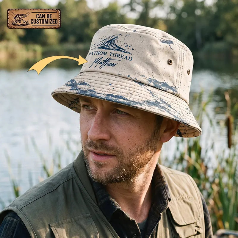 Personalized Fishing Fathom Thread Ocean Wave Bucket Hat