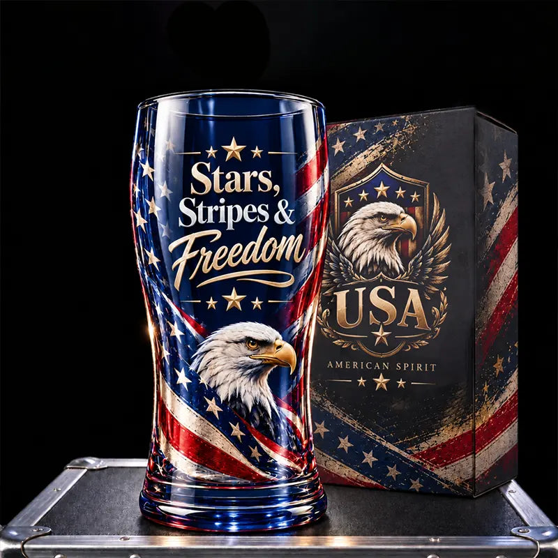 Stars Stripes & Freedom Patriotic American Spirit Drinking Glass
