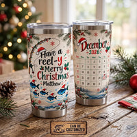 Personalized Have a Reel-y Merry Christmas 2026 20oz Fishing Tumbler